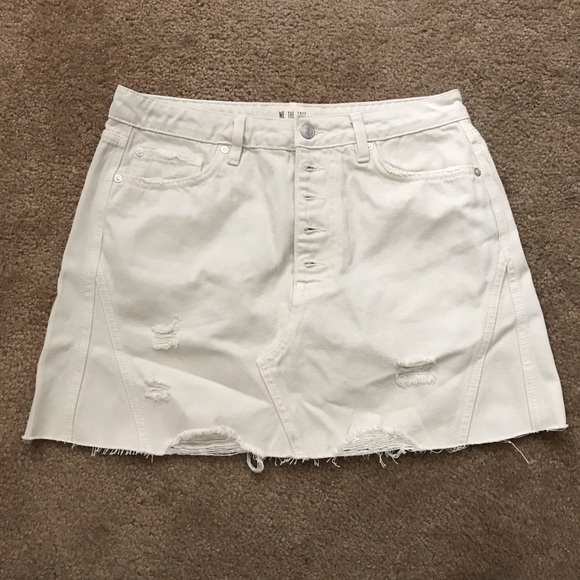 Free People Cream Denim Mini Skirt - Picture 3 of 5